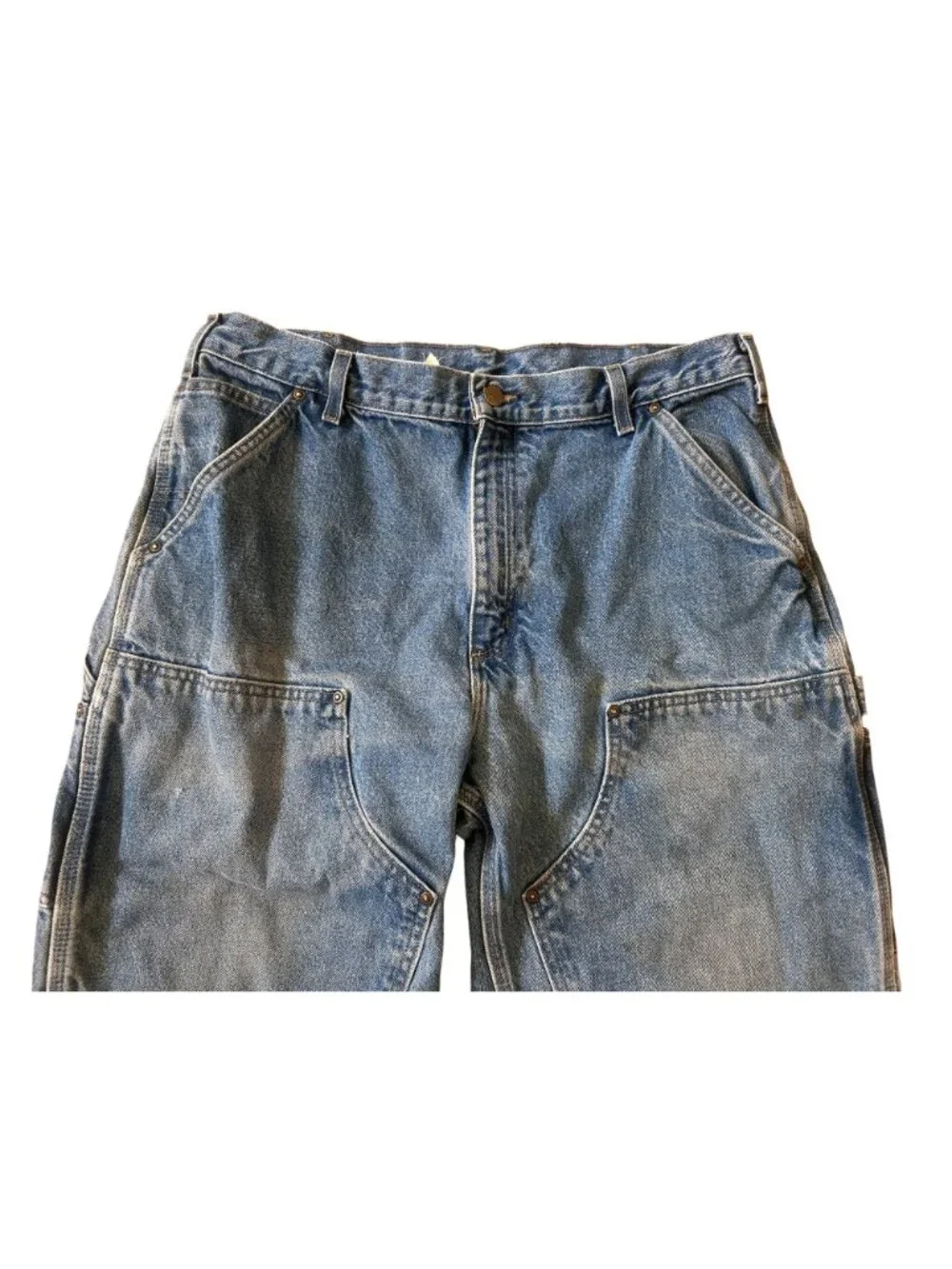 Vintage Carhartt B73 DST Denim Double Knee Pants Men 36x30 Cargo Carpenter Baggy